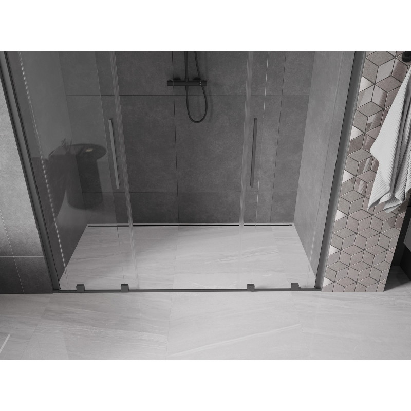 Mexen Velar Duo drzwi prysznicowe rozsuwane 200 cm, transparent, gun metal - 871-200-000-02-95