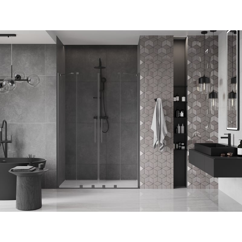 Mexen Velar Duo drzwi prysznicowe rozsuwane 160 cm, transparent, gun metal - 871-160-000-02-95