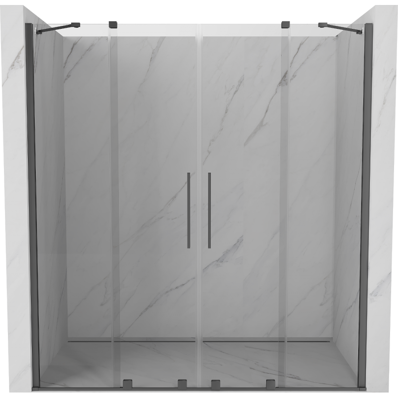 Mexen Velar Duo drzwi prysznicowe rozsuwane 180 cm, transparent, gun metal - 871-180-000-02-95