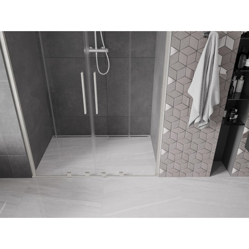 Mexen Velar Duo drzwi prysznicowe rozsuwane 150 cm, transparent, nikiel szczotkowany - 871-150-000-02-97