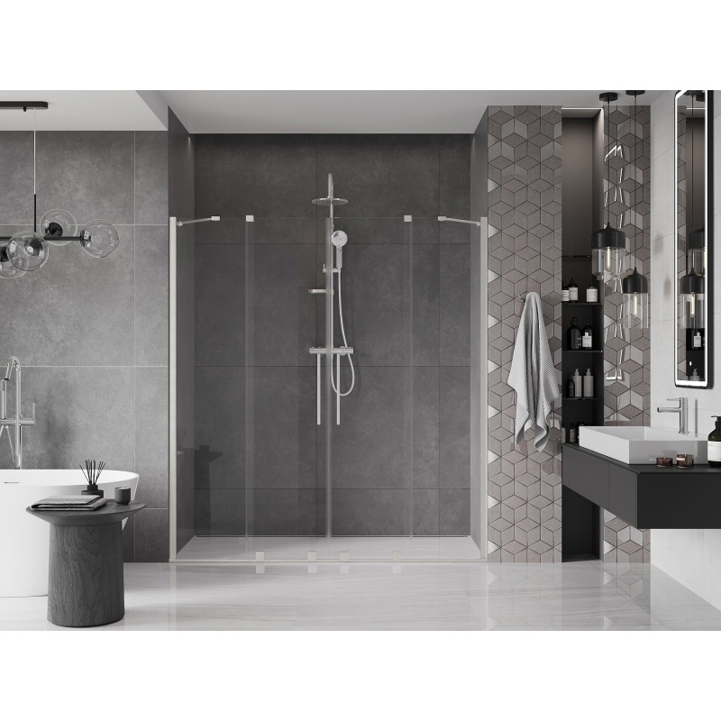 Mexen Velar Duo drzwi prysznicowe rozsuwane 170 cm, transparent, nikiel szczotkowany - 871-170-000-02-97
