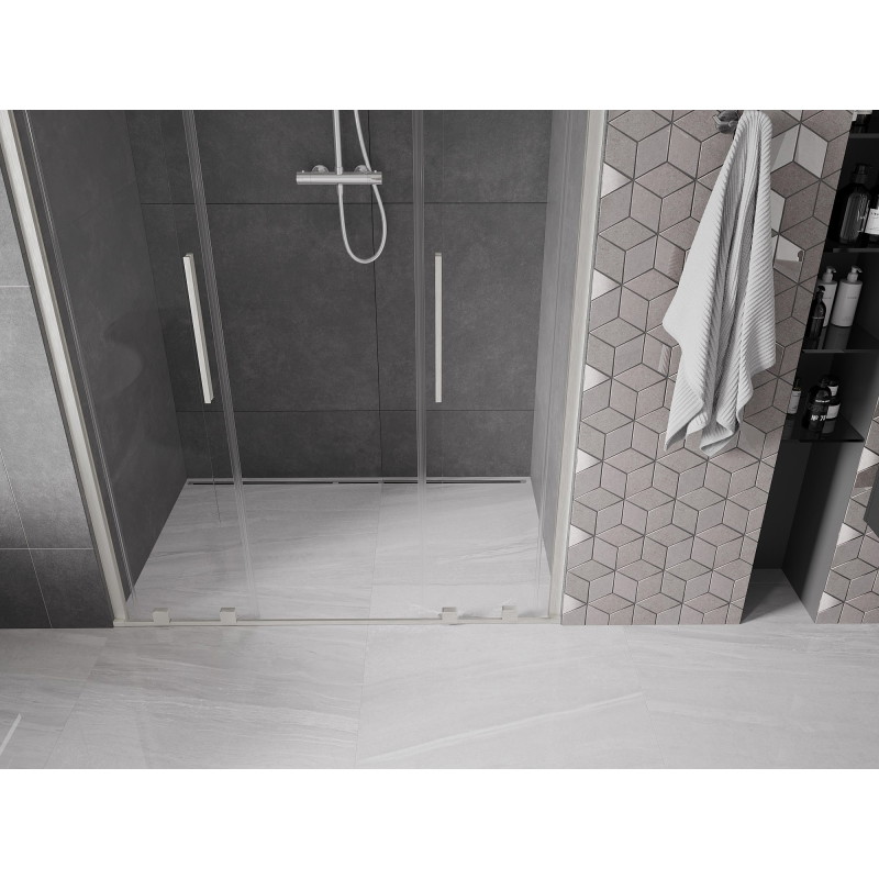 Mexen Velar Duo drzwi prysznicowe rozsuwane 150 cm, transparent, nikiel szczotkowany - 871-150-000-02-97