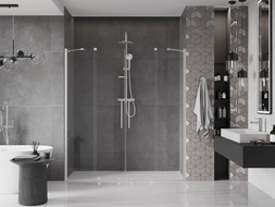 Mexen Velar Duo drzwi prysznicowe rozsuwane 200 cm, transparent, nikiel szczotkowany - 871-200-000-02-97