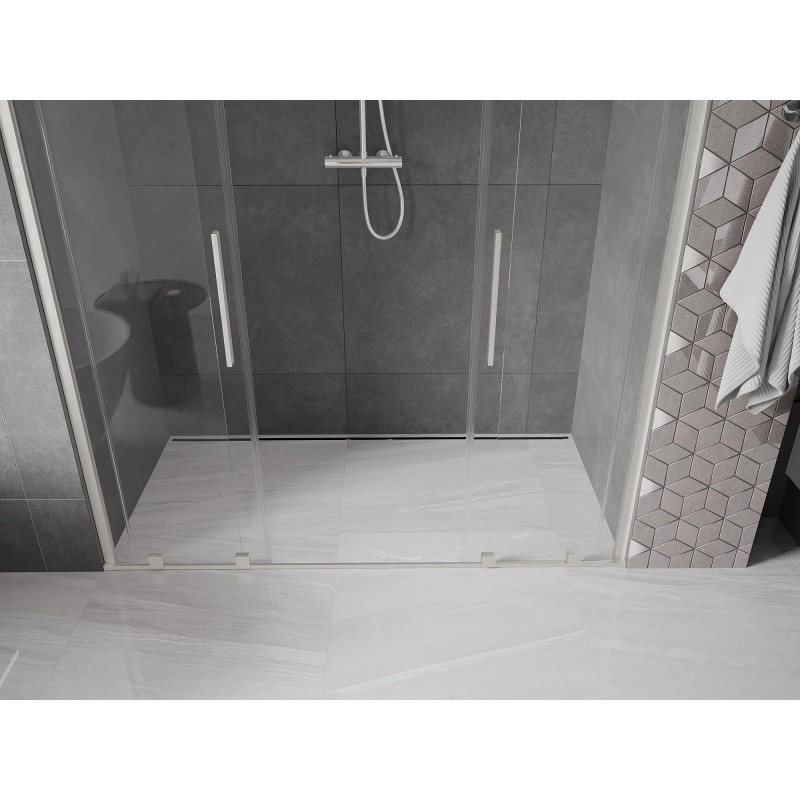 Mexen Velar Duo drzwi prysznicowe rozsuwane 170 cm, transparent, nikiel szczotkowany - 871-170-000-02-97