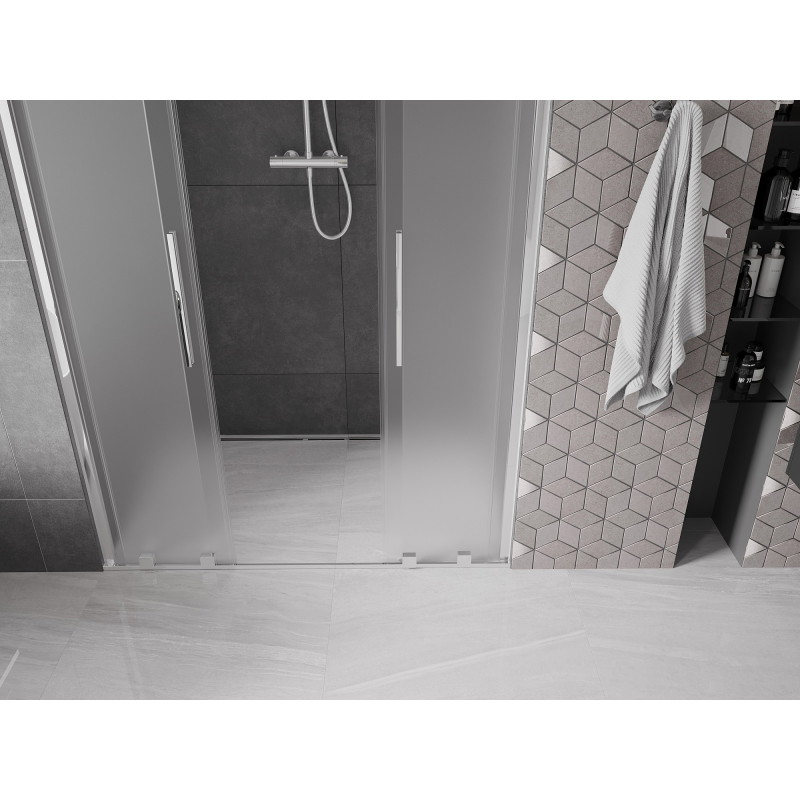 Mexen Velar Duo drzwi prysznicowe rozsuwane 140 cm, szron, chrom - 871-140-000-32-01