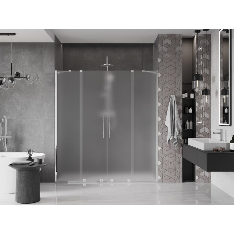 Mexen Velar Duo drzwi prysznicowe rozsuwane 180 cm, szron, chrom - 871-180-000-32-01