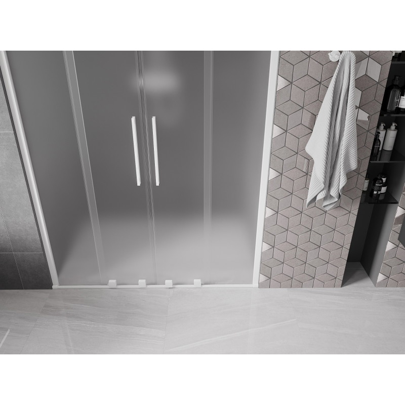 Mexen Velar Duo drzwi prysznicowe rozsuwane 140 cm, szron, białe - 871-140-000-32-20