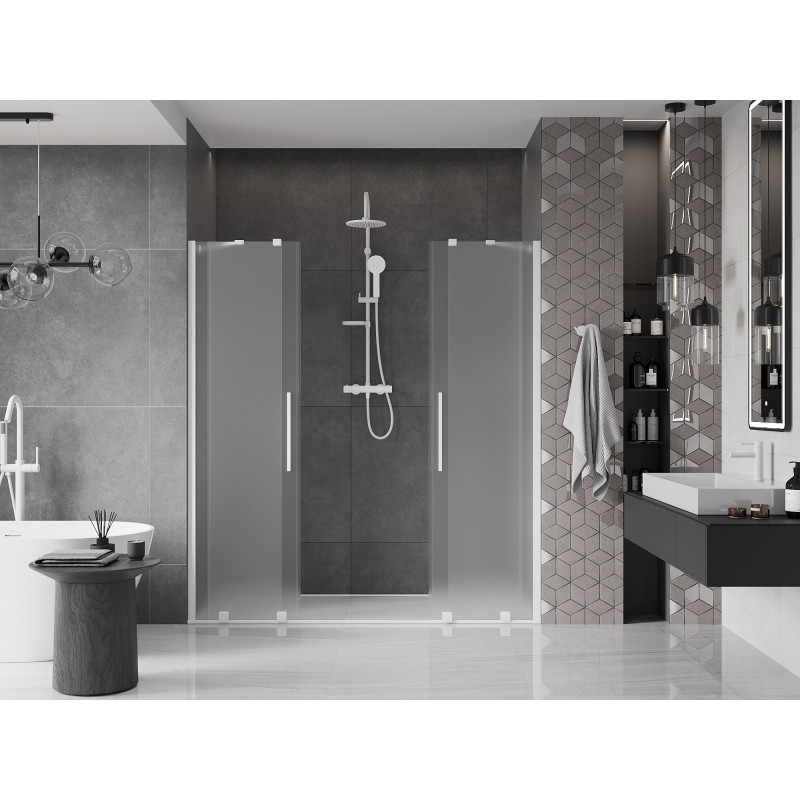 Mexen Velar Duo drzwi prysznicowe rozsuwane 170 cm, szron, białe - 871-170-000-32-20