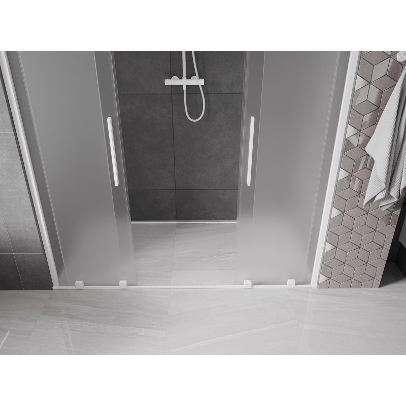 Mexen Velar Duo drzwi prysznicowe rozsuwane 170 cm, szron, białe - 871-170-000-32-20