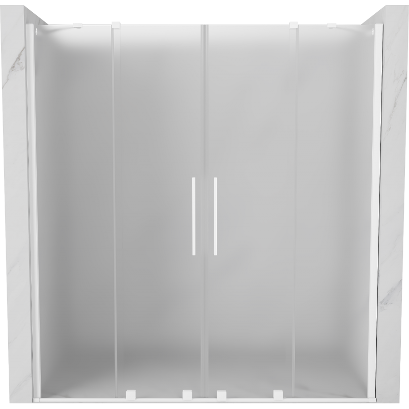 Mexen Velar Duo drzwi prysznicowe rozsuwane 200 cm, szron, białe - 871-200-000-32-20