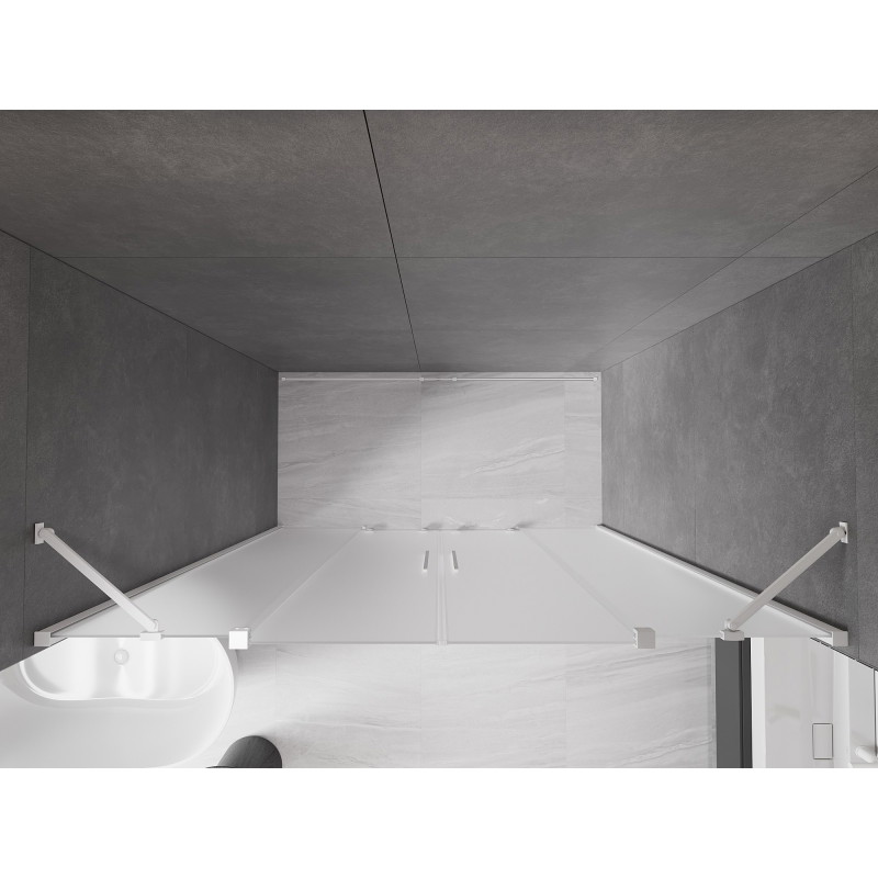 Mexen Velar Duo drzwi prysznicowe rozsuwane 170 cm, szron, białe - 871-170-000-32-20