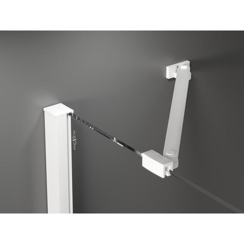 Mexen Velar Duo drzwi prysznicowe rozsuwane 200 cm, szron, białe - 871-200-000-32-20