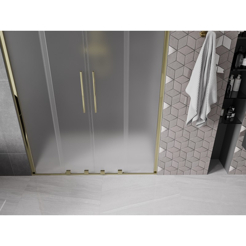 Mexen Velar Duo drzwi prysznicowe rozsuwane 140 cm, szron, złote - 871-140-000-32-50