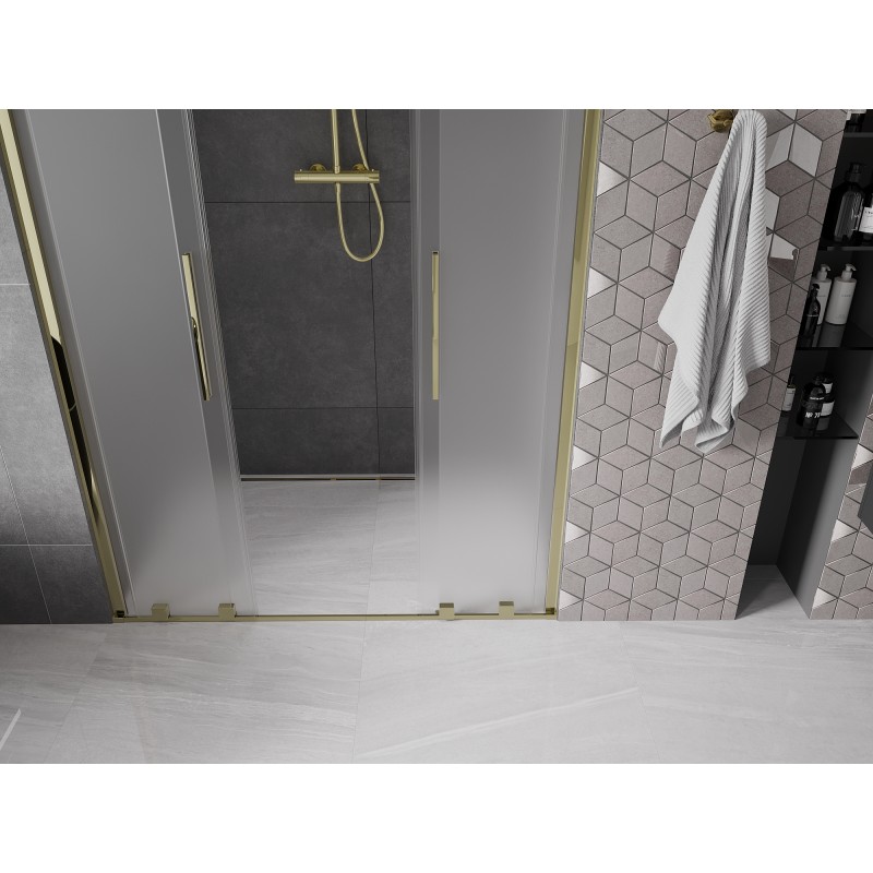 Mexen Velar Duo drzwi prysznicowe rozsuwane 150 cm, szron, złote - 871-150-000-32-50