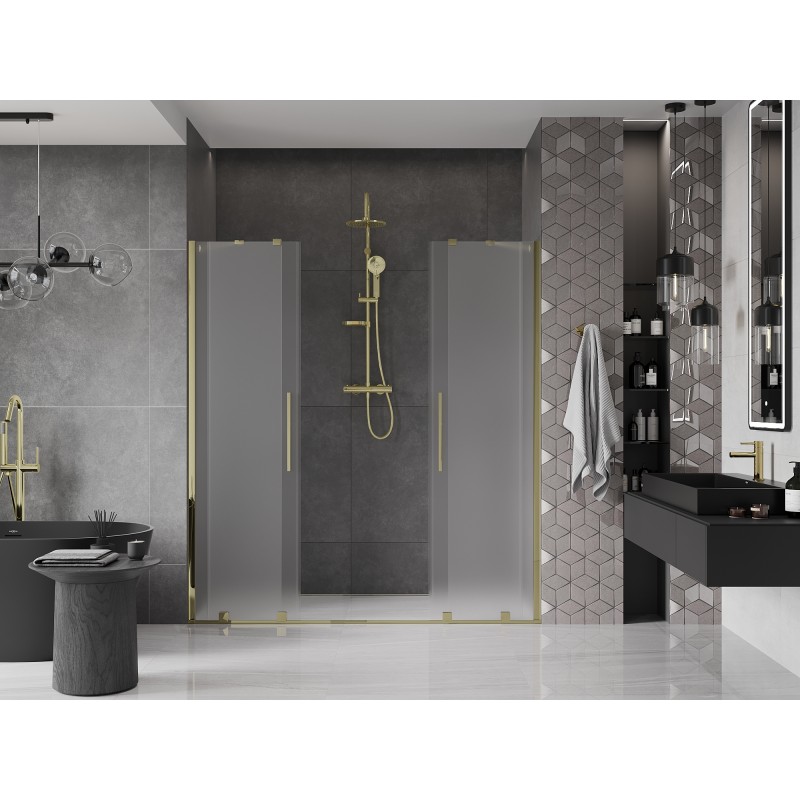 Mexen Velar Duo drzwi prysznicowe rozsuwane 170 cm, szron, złote - 871-170-000-32-50