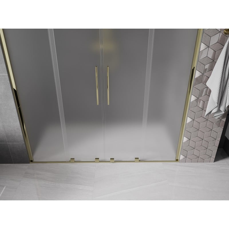 Mexen Velar Duo drzwi prysznicowe rozsuwane 180 cm, szron, złote - 871-180-000-32-50
