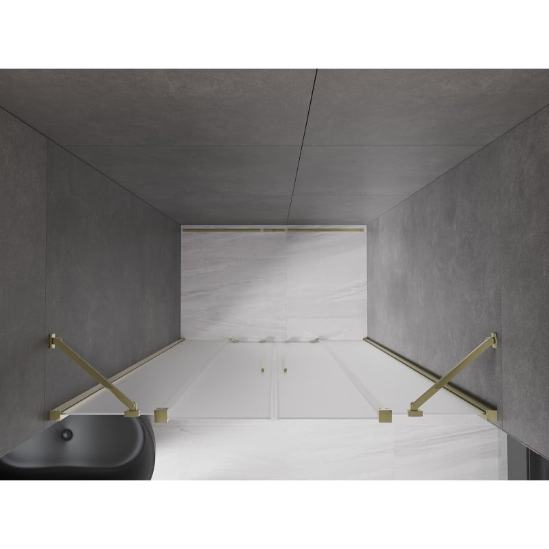Mexen Velar Duo drzwi prysznicowe rozsuwane 150 cm, szron, złote - 871-150-000-32-50