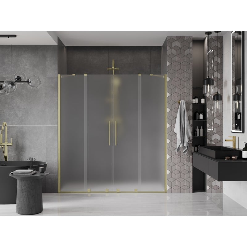 Mexen Velar Duo drzwi prysznicowe rozsuwane 170 cm, szron, złote szczotkowane - 871-170-000-32-55