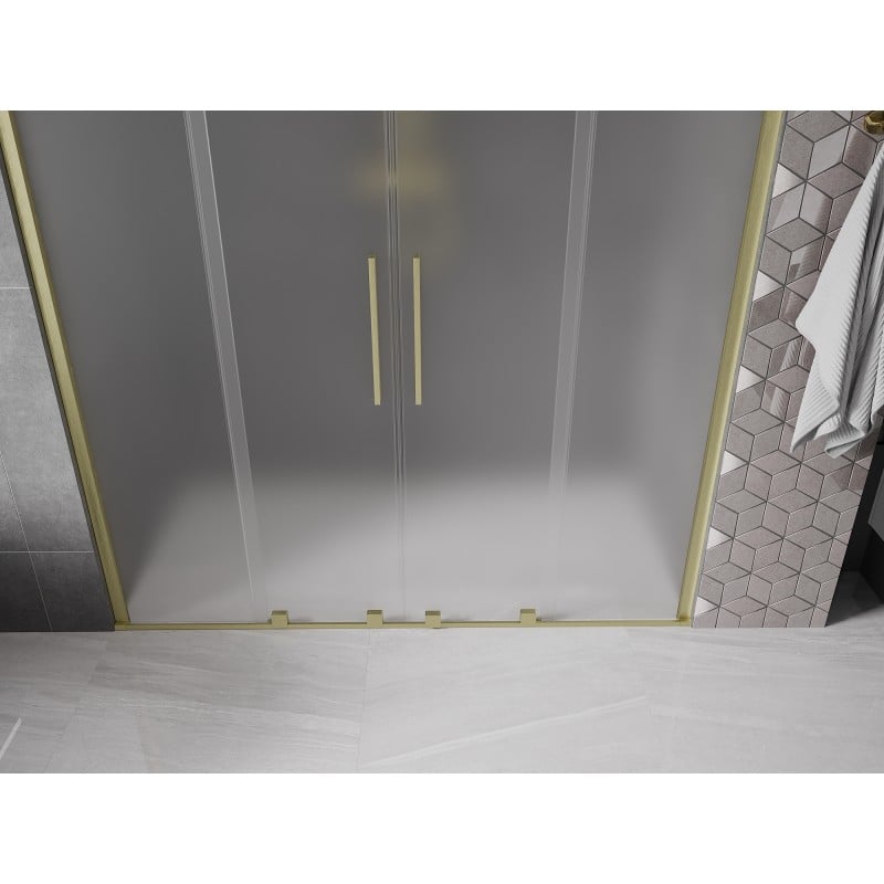 Mexen Velar Duo drzwi prysznicowe rozsuwane 170 cm, szron, złote szczotkowane - 871-170-000-32-55