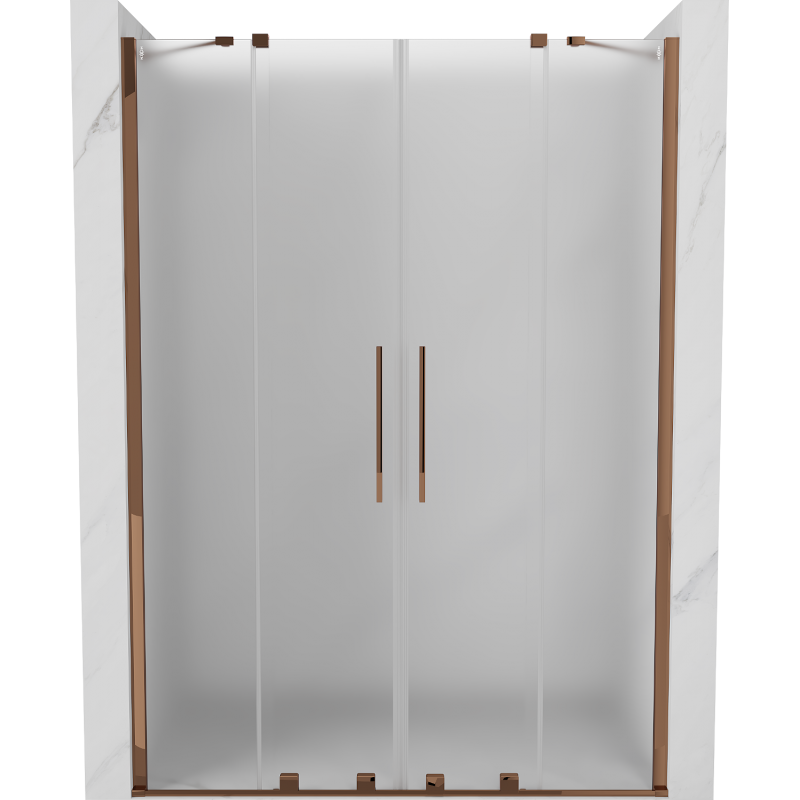 Mexen Velar Duo drzwi prysznicowe rozsuwane 140 cm, szron, różowe złoto - 871-140-000-32-60