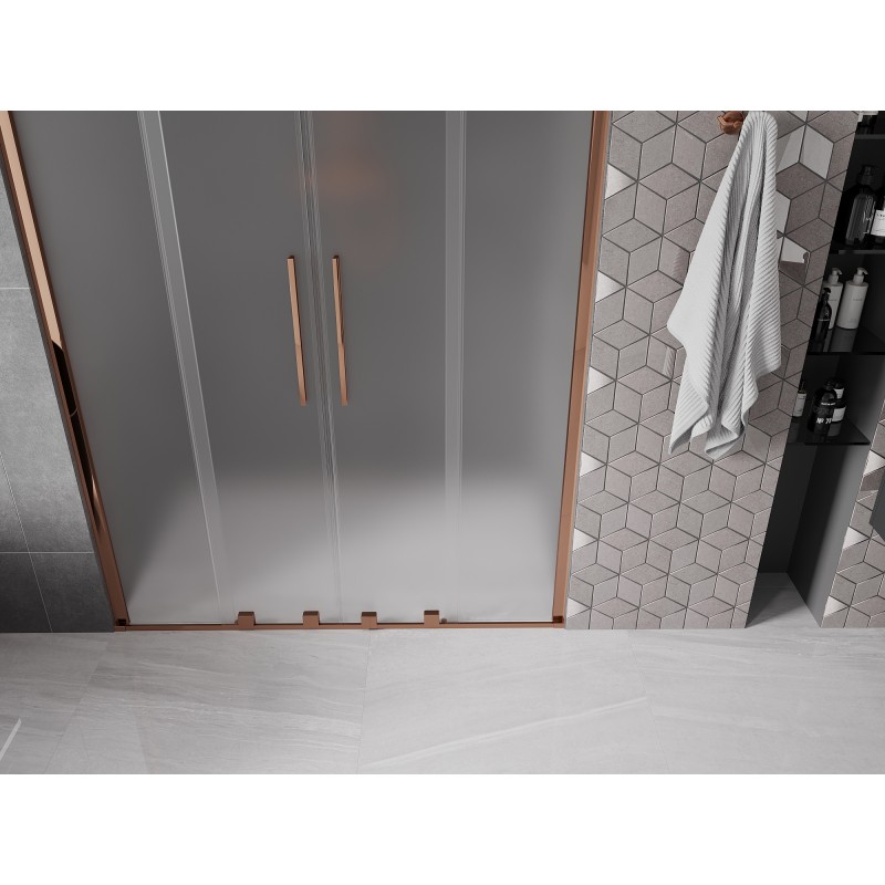 Mexen Velar Duo drzwi prysznicowe rozsuwane 140 cm, szron, różowe złoto - 871-140-000-32-60