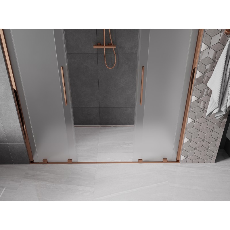 Mexen Velar Duo drzwi prysznicowe rozsuwane 180 cm, szron, różowe złoto - 871-180-000-32-60