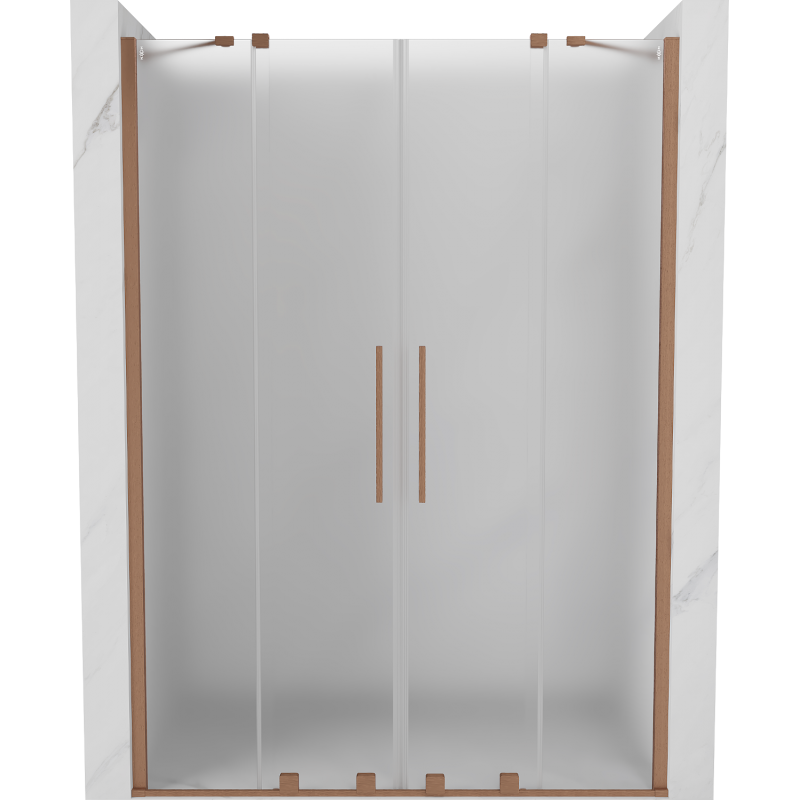Mexen Velar Duo drzwi prysznicowe rozsuwane 150 cm, szron, miedź szczotkowana - 871-150-000-32-65