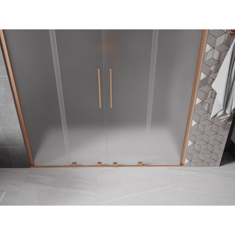 Mexen Velar Duo drzwi prysznicowe rozsuwane 170 cm, szron, miedź szczotkowana - 871-170-000-32-65