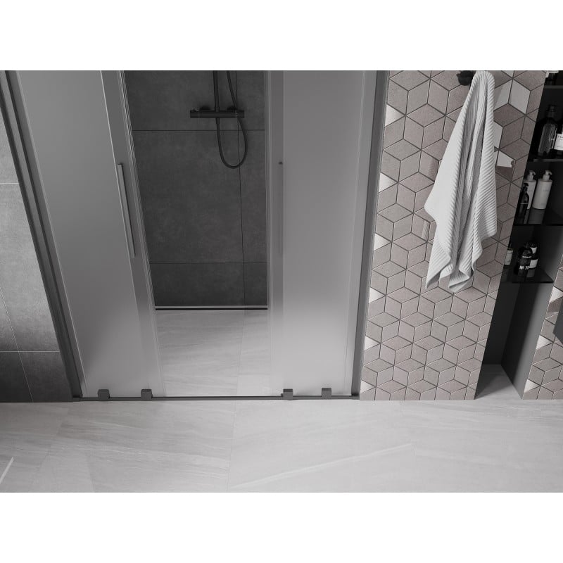 Mexen Velar Duo drzwi prysznicowe rozsuwane 140 cm, szron, gun gray szczotkowany - 871-140-000-32-66
