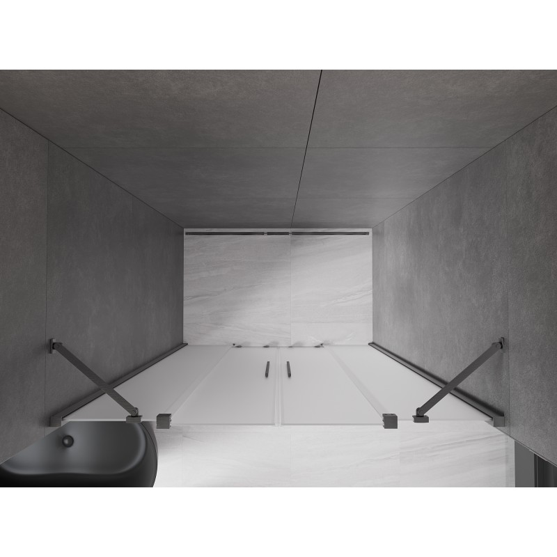 Mexen Velar Duo drzwi prysznicowe rozsuwane 140 cm, szron, gun gray szczotkowany - 871-140-000-32-66