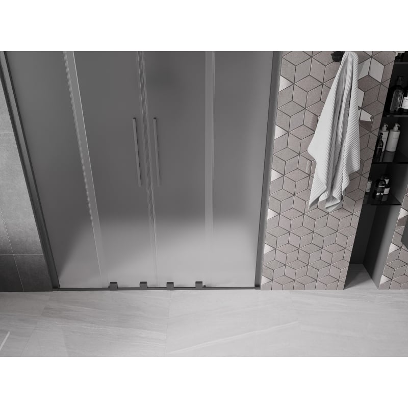 Mexen Velar Duo drzwi prysznicowe rozsuwane 160 cm, szron, gun gray szczotkowany - 871-160-000-32-66