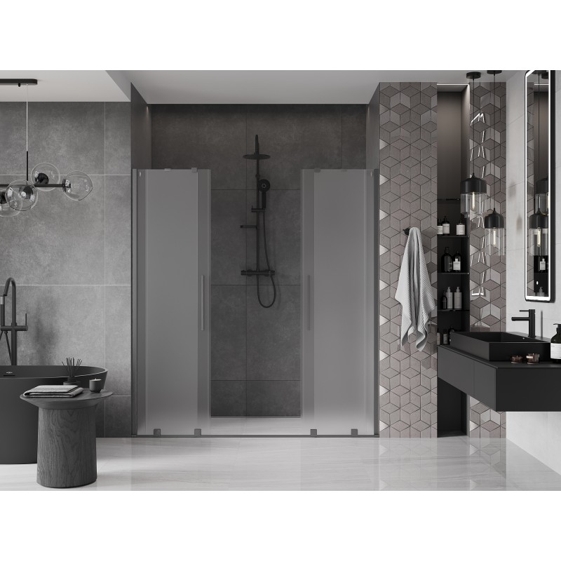 Mexen Velar Duo drzwi prysznicowe rozsuwane 170 cm, szron, gun gray szczotkowany - 871-170-000-32-66