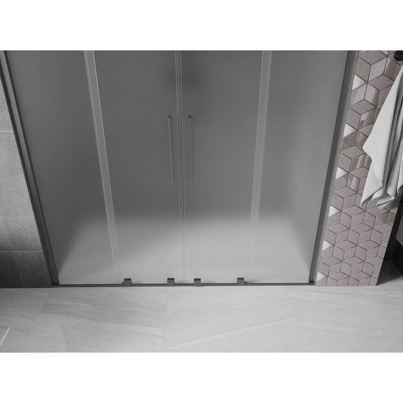 Mexen Velar Duo drzwi prysznicowe rozsuwane 170 cm, szron, gun gray szczotkowany - 871-170-000-32-66