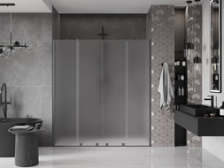 Mexen Velar Duo drzwi prysznicowe rozsuwane 180 cm, szron, gun gray szczotkowany - 871-180-000-32-66