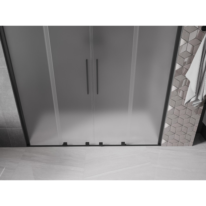 Mexen Velar Duo drzwi prysznicowe rozsuwane 180 cm, szron, czarne - 871-180-000-32-70