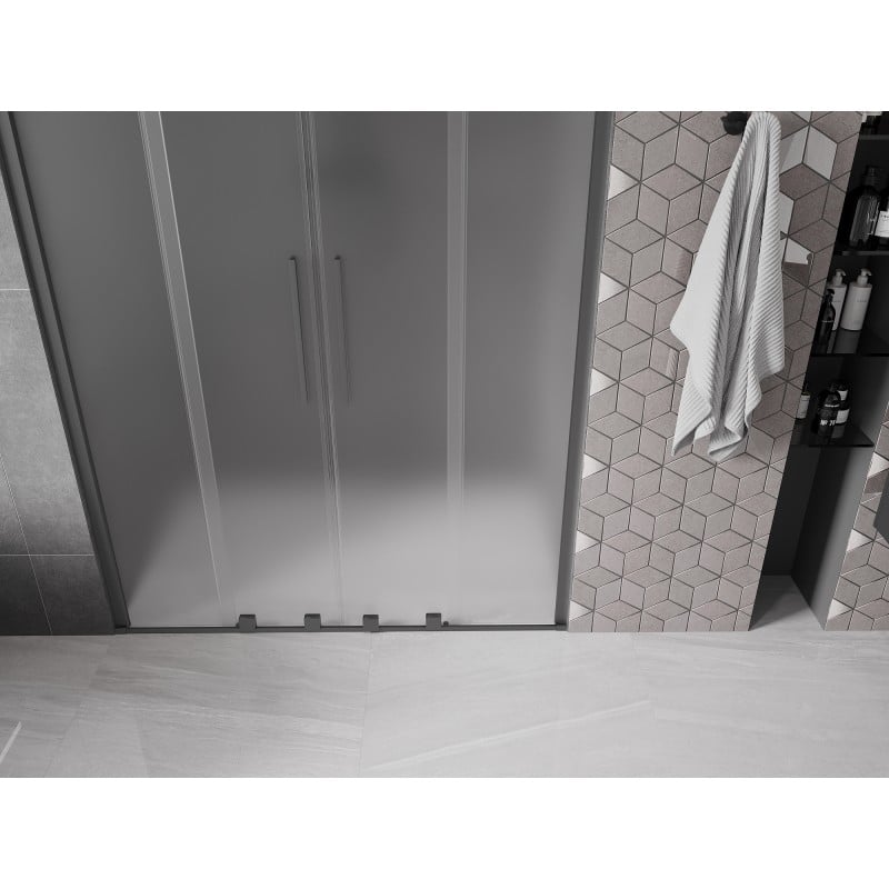 Mexen Velar Duo drzwi prysznicowe rozsuwane 150 cm, szron, gun metal - 871-150-000-32-95