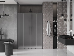 Mexen Velar Duo drzwi prysznicowe rozsuwane 140 cm, szron, gun metal - 871-140-000-32-95
