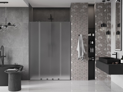 Mexen Velar Duo drzwi prysznicowe rozsuwane 160 cm, szron, gun metal - 871-160-000-32-95