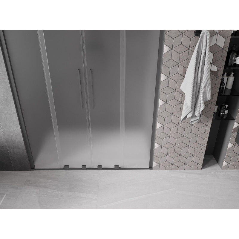 Mexen Velar Duo drzwi prysznicowe rozsuwane 140 cm, szron, gun metal - 871-140-000-32-95