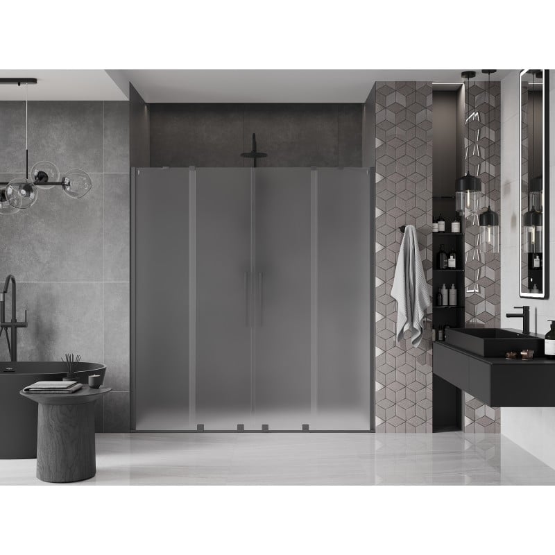 Mexen Velar Duo drzwi prysznicowe rozsuwane 200 cm, szron, gun metal - 871-200-000-32-95