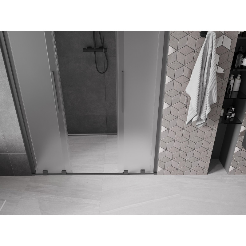 Mexen Velar Duo drzwi prysznicowe rozsuwane 160 cm, szron, gun metal - 871-160-000-32-95