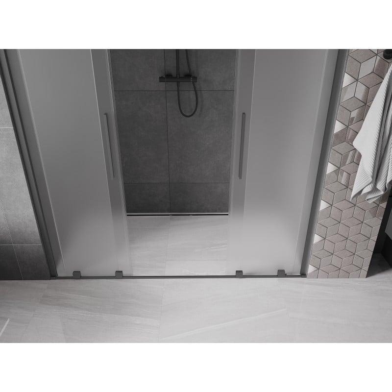 Mexen Velar Duo drzwi prysznicowe rozsuwane 200 cm, szron, gun metal - 871-200-000-32-95