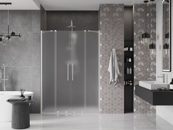 Mexen Velar Duo drzwi prysznicowe rozsuwane 140 cm, szron, nikiel szczotkowany - 871-140-000-32-97