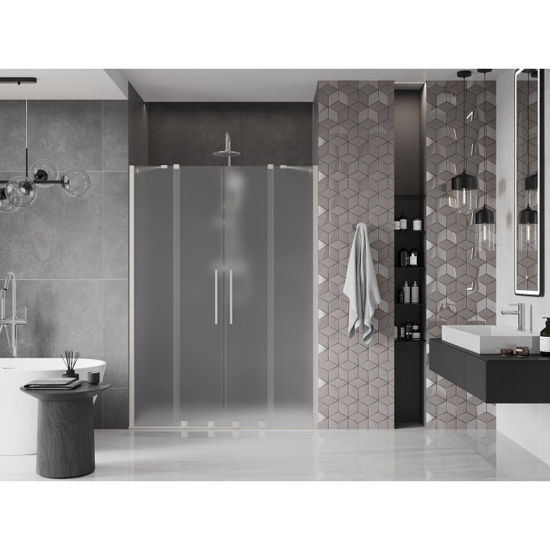 Mexen Velar Duo drzwi prysznicowe rozsuwane 150 cm, szron, nikiel szczotkowany - 871-150-000-32-97