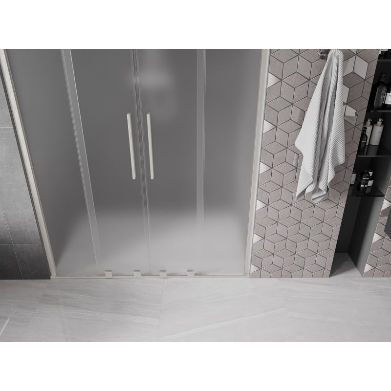 Mexen Velar Duo drzwi prysznicowe rozsuwane 140 cm, szron, nikiel szczotkowany - 871-140-000-32-97