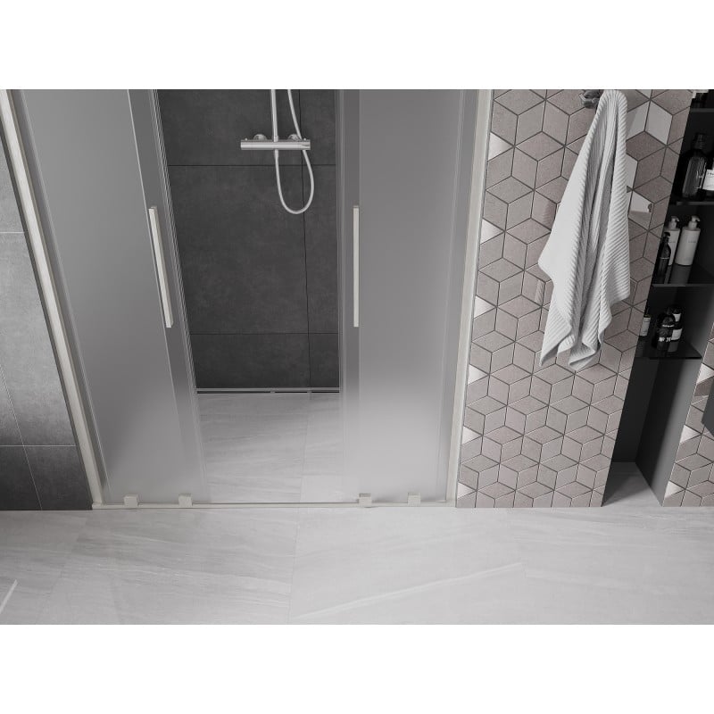 Mexen Velar Duo drzwi prysznicowe rozsuwane 140 cm, szron, nikiel szczotkowany - 871-140-000-32-97