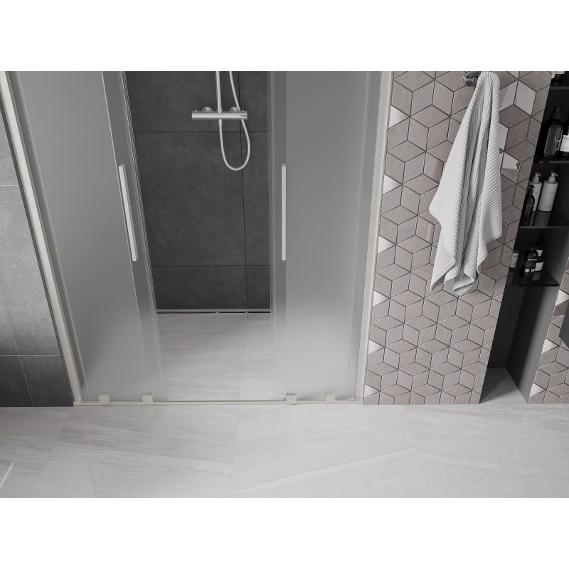 Mexen Velar Duo drzwi prysznicowe rozsuwane 160 cm, szron, nikiel szczotkowany - 871-160-000-32-97
