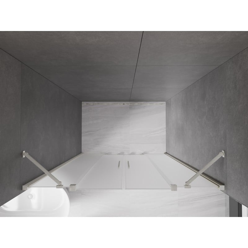 Mexen Velar Duo drzwi prysznicowe rozsuwane 140 cm, szron, nikiel szczotkowany - 871-140-000-32-97