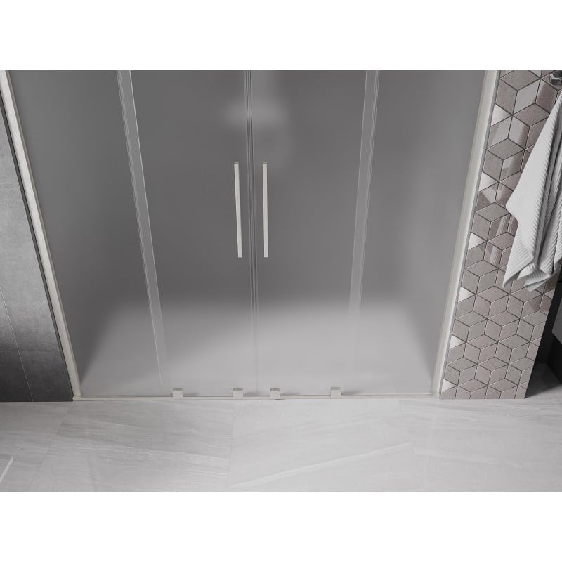 Mexen Velar Duo drzwi prysznicowe rozsuwane 180 cm, szron, nikiel szczotkowany - 871-180-000-32-97