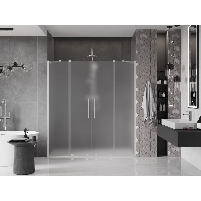 Mexen Velar Duo drzwi prysznicowe rozsuwane 170 cm, szron, nikiel szczotkowany - 871-170-000-32-97